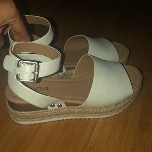 SODA white espadrille platform sandals